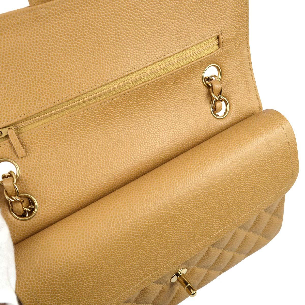 Chanel 2003-2004 Beige Caviar Medium Classic Double Flap Bag - Image 7
