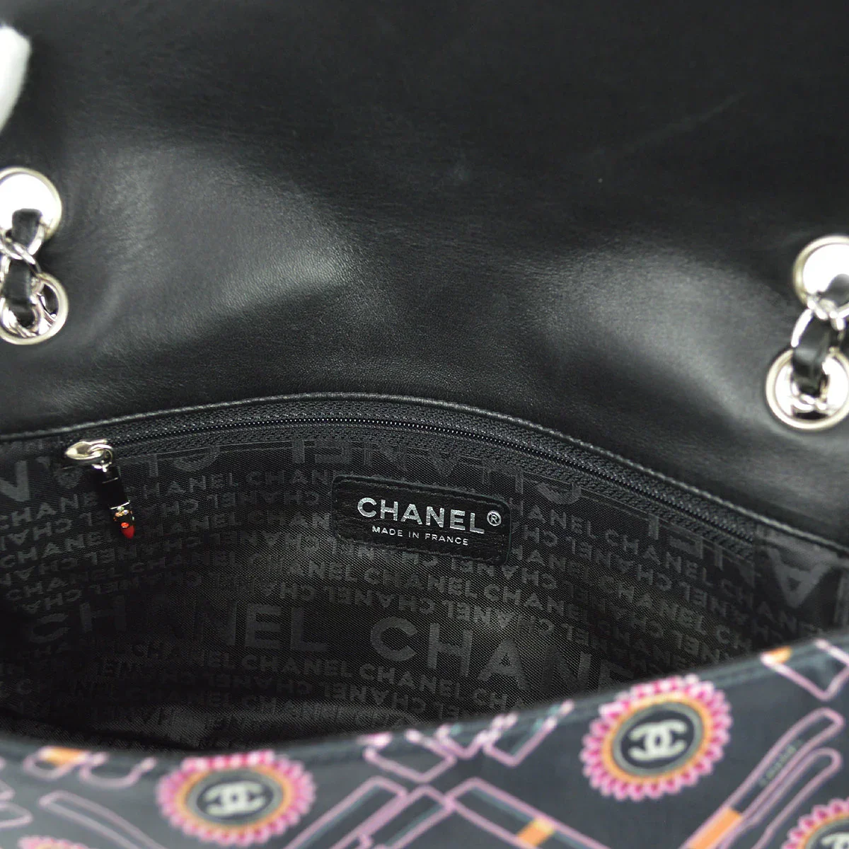 Chanel 2004-2005 Black Satin Lipstick Classic Single Flap Shoulder Bag - Image 6