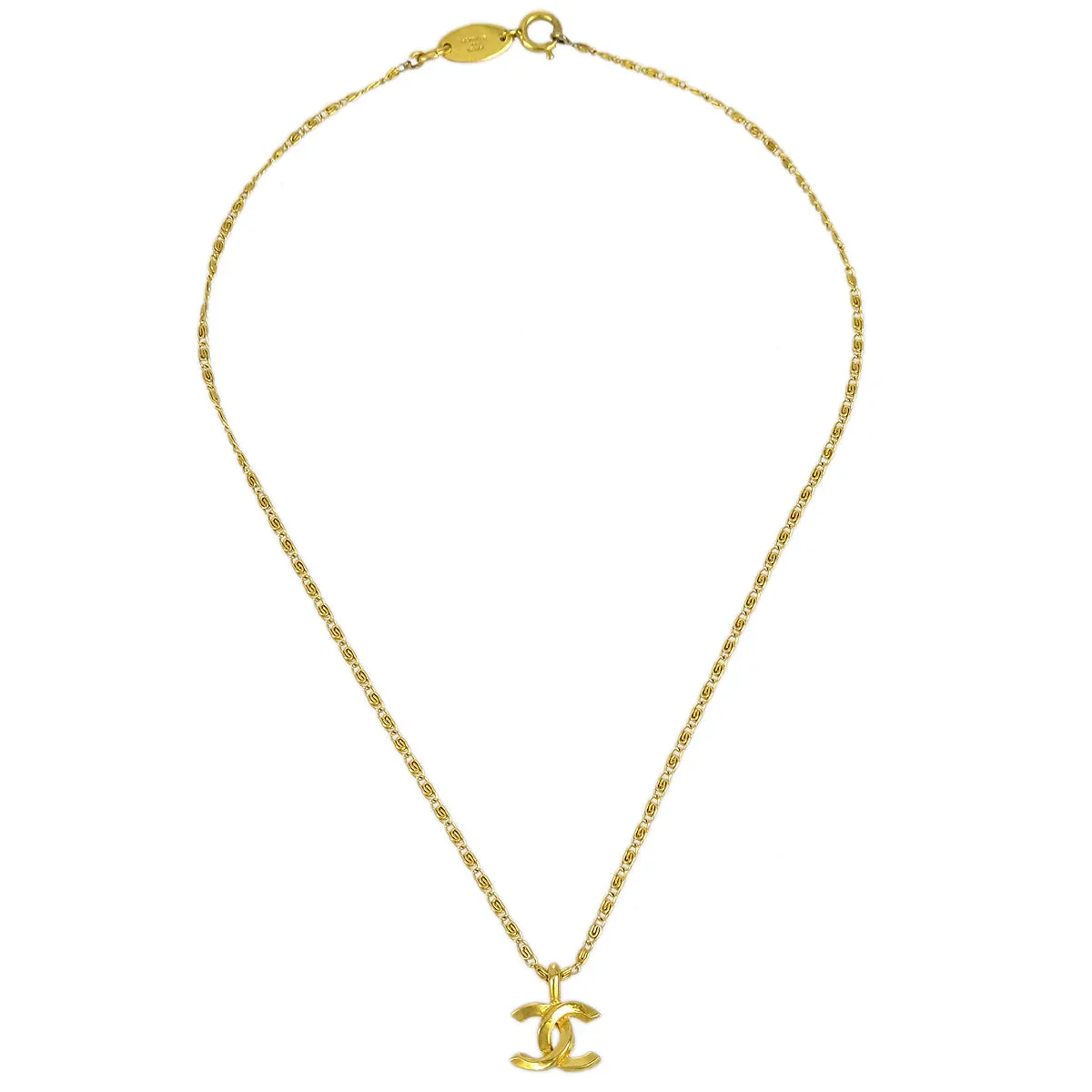 Chanel Mini CC Chain Pendant Necklace Gold 1982 - Image 2
