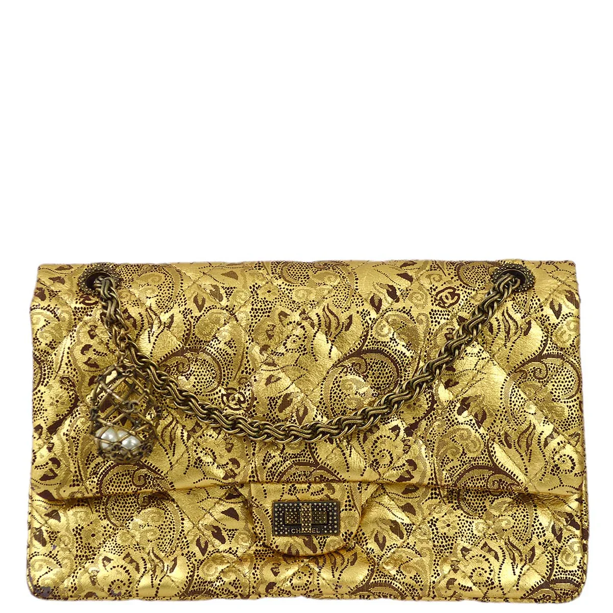 Chanel 2008 A Paris-Moscow Runway Metallic Gold Leather 2.55 Reissue Double Flap Bag