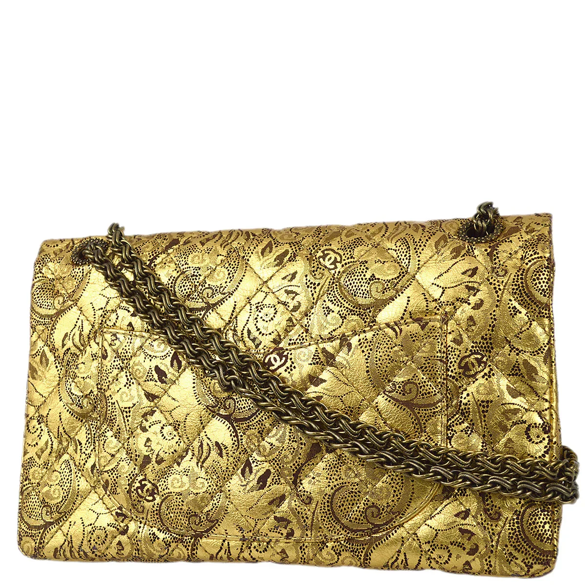 Chanel 2008 A Paris-Moscow Runway Metallic Gold Leather 2.55 Reissue Double Flap Bag - Image 2
