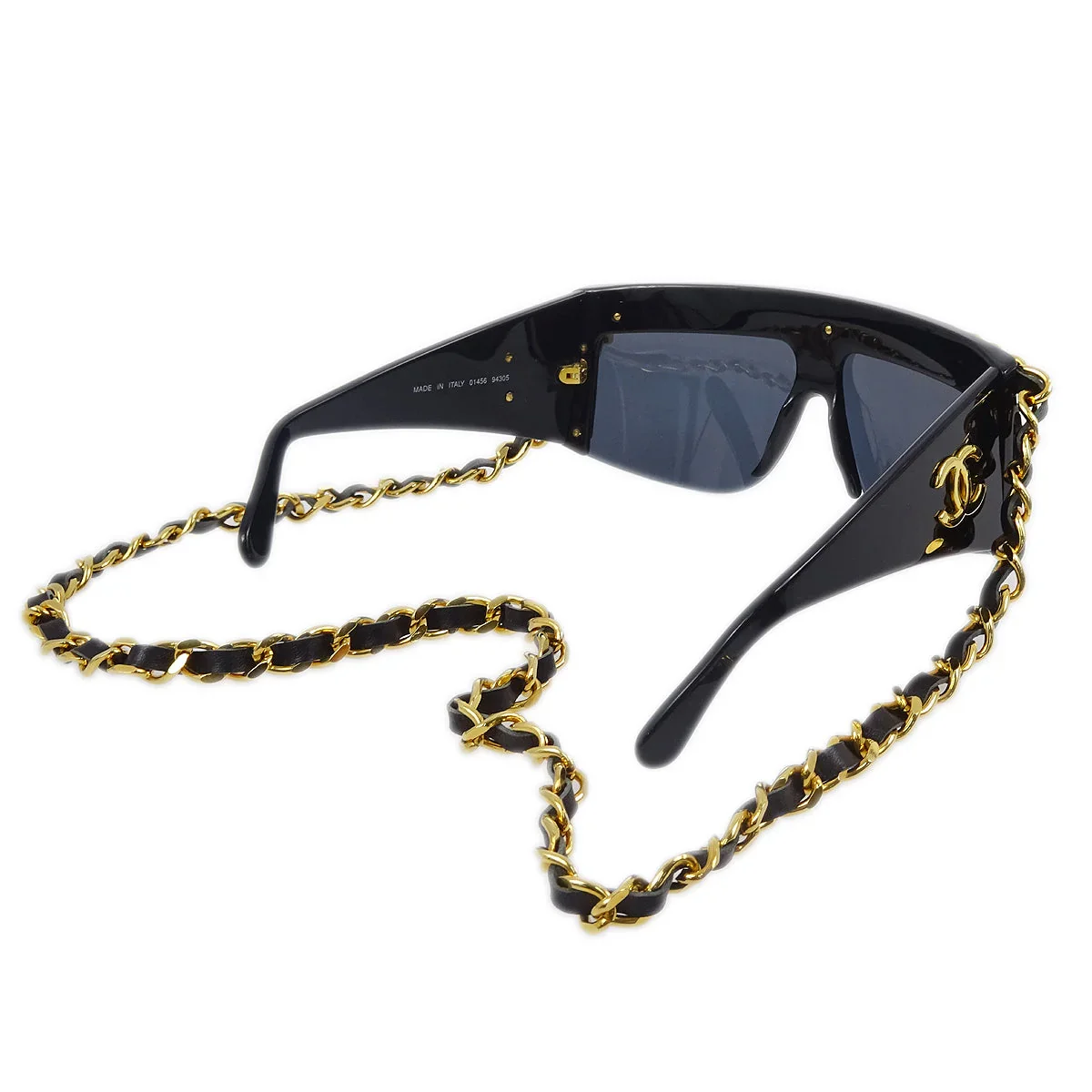 Chanel Chain Sunglasses Eyewear Black Small Good - Image 2