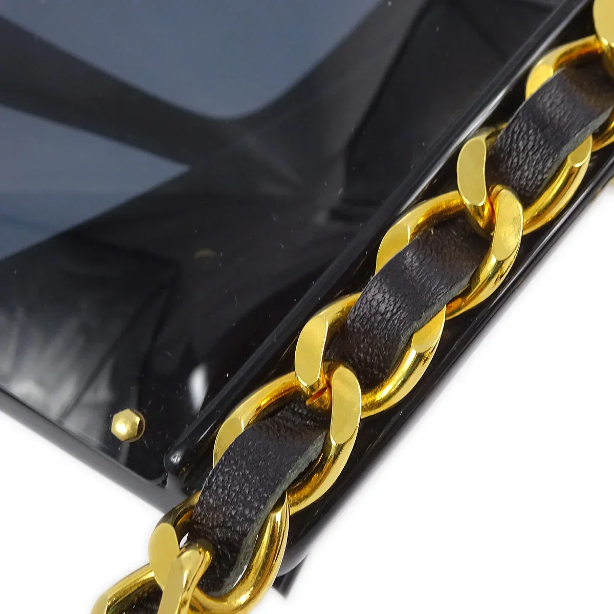 Chanel Chain Sunglasses Eyewear Black Small Good - Image 7