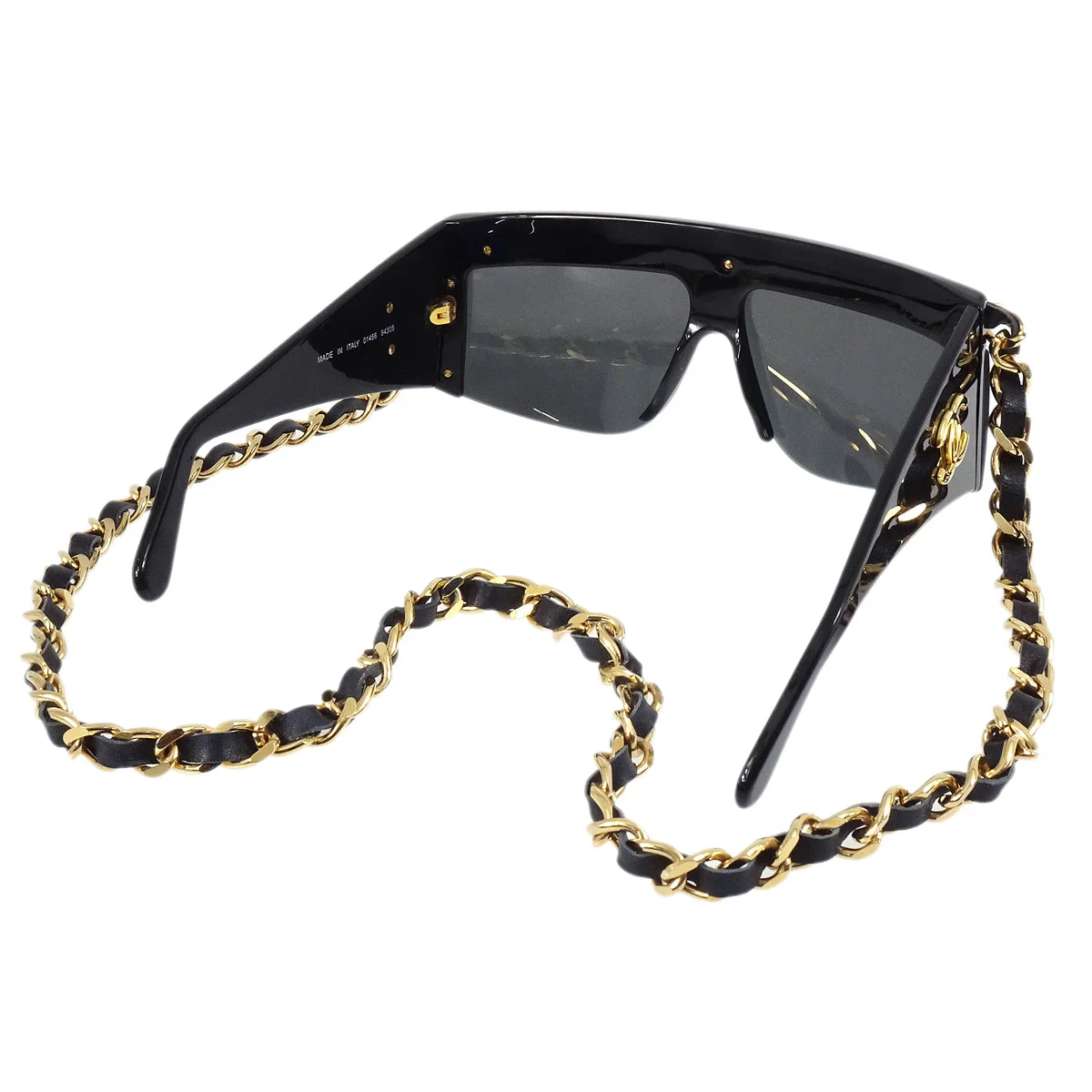 Chanel Chain Sunglasses Eyewear Black Small Good - Image 3