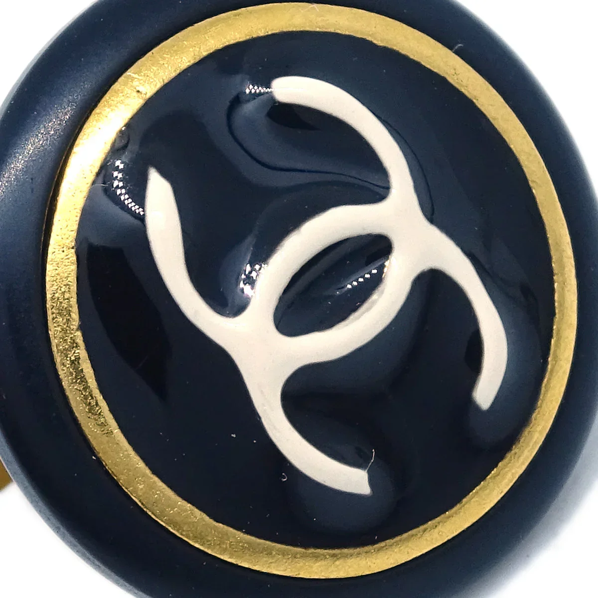 Chanel Black Button Earrings Clip-On 97A - Image 2