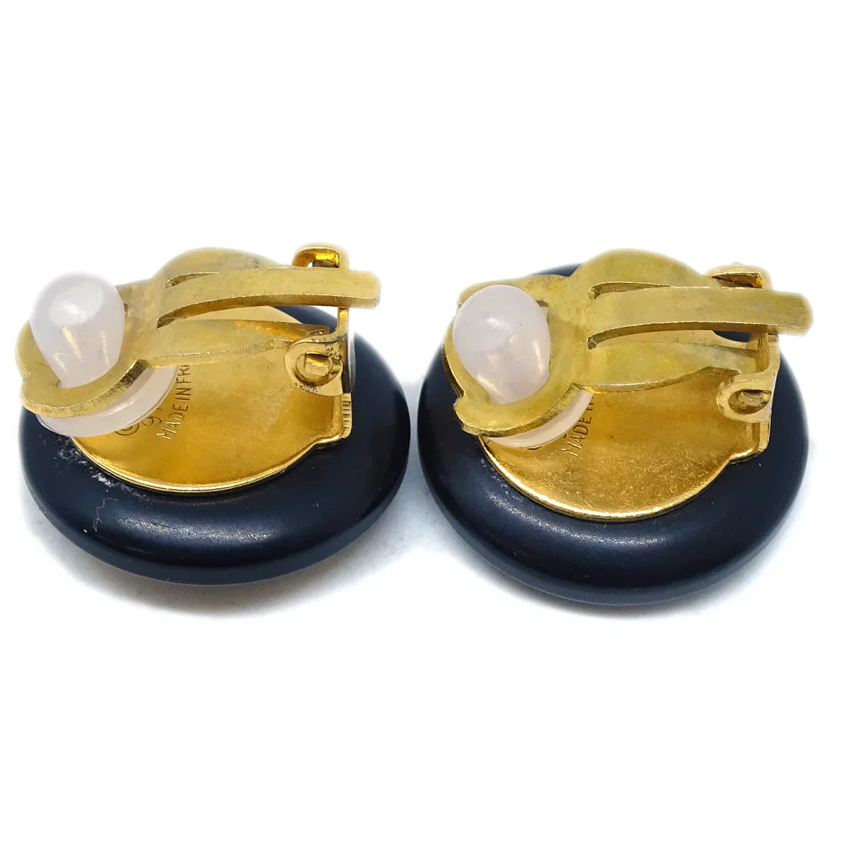 Chanel Black Button Earrings Clip-On 97A - Image 3