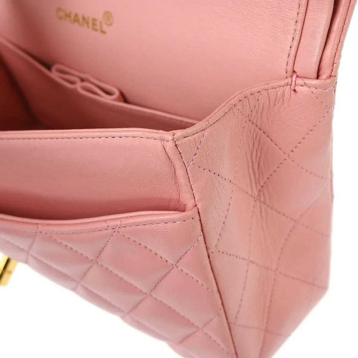 Chanel * 1996-1997 Pink Lambskin Medium Classic Double Flap Shoulder Bag - Image 10