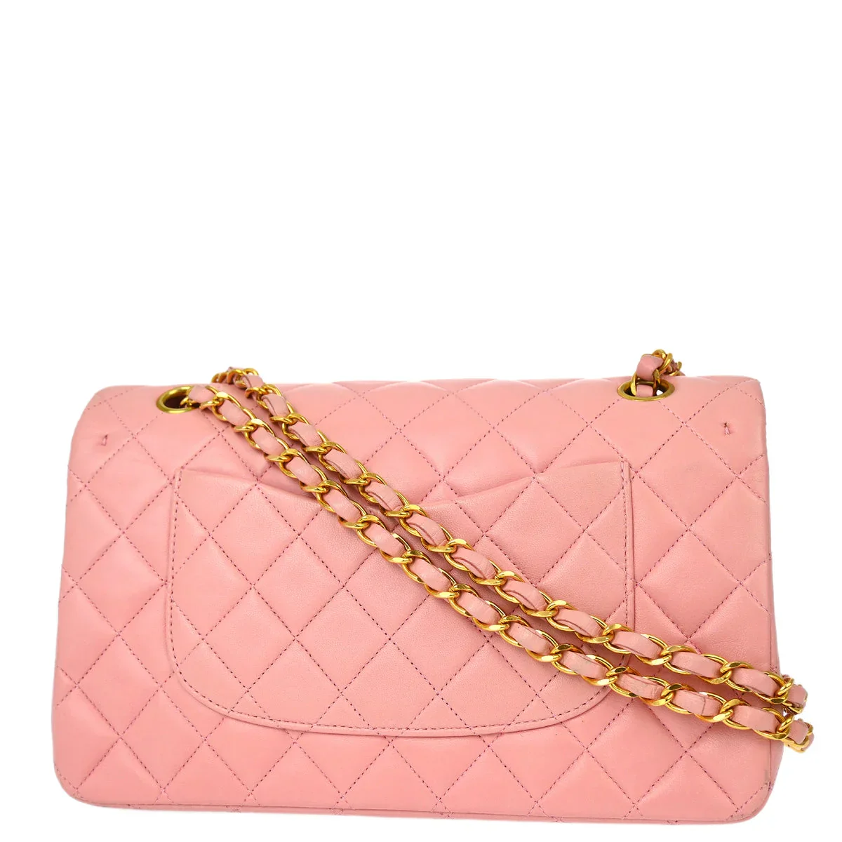 Chanel * 1996-1997 Pink Lambskin Medium Classic Double Flap Shoulder Bag - Image 2
