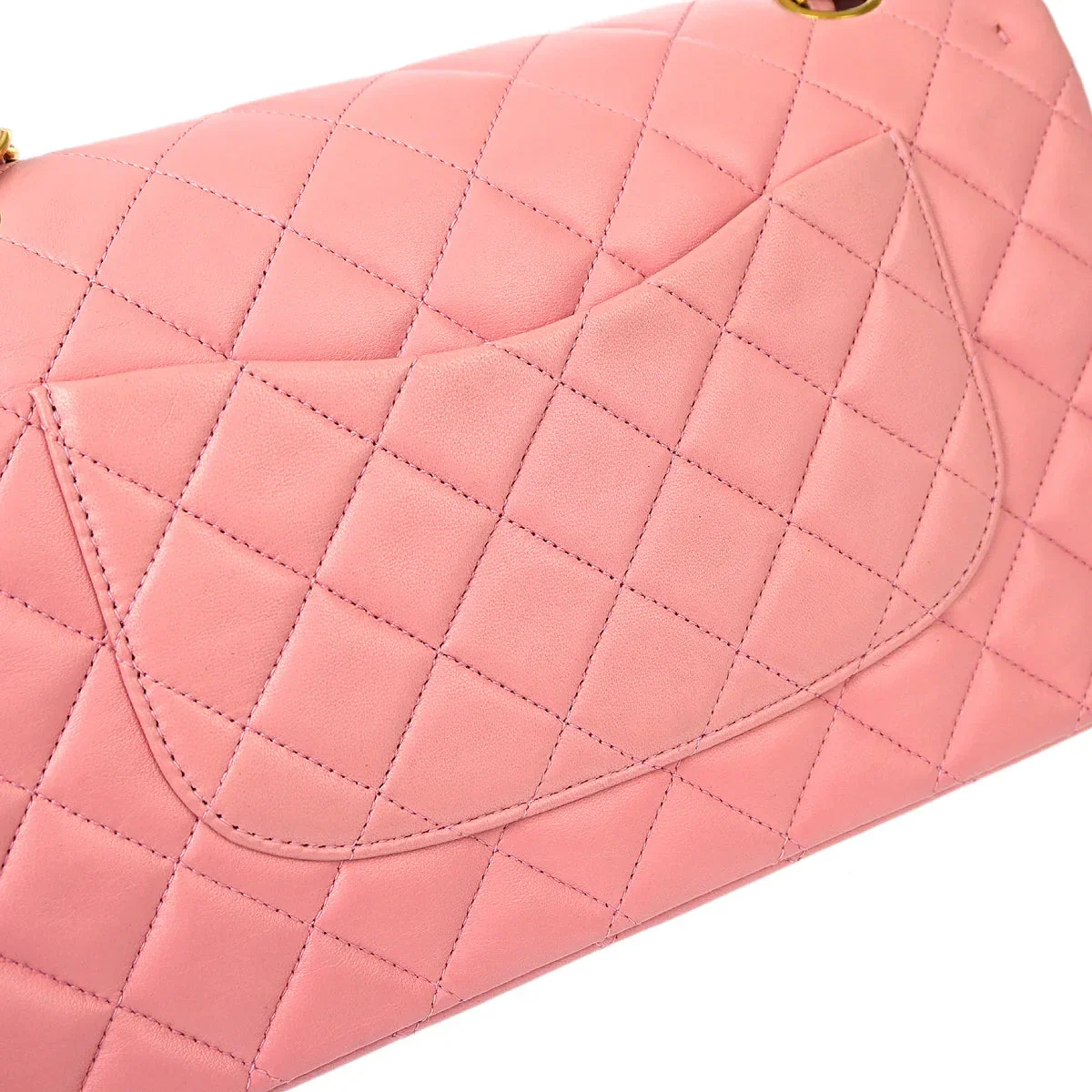 Chanel * 1996-1997 Pink Lambskin Medium Classic Double Flap Shoulder Bag - Image 4