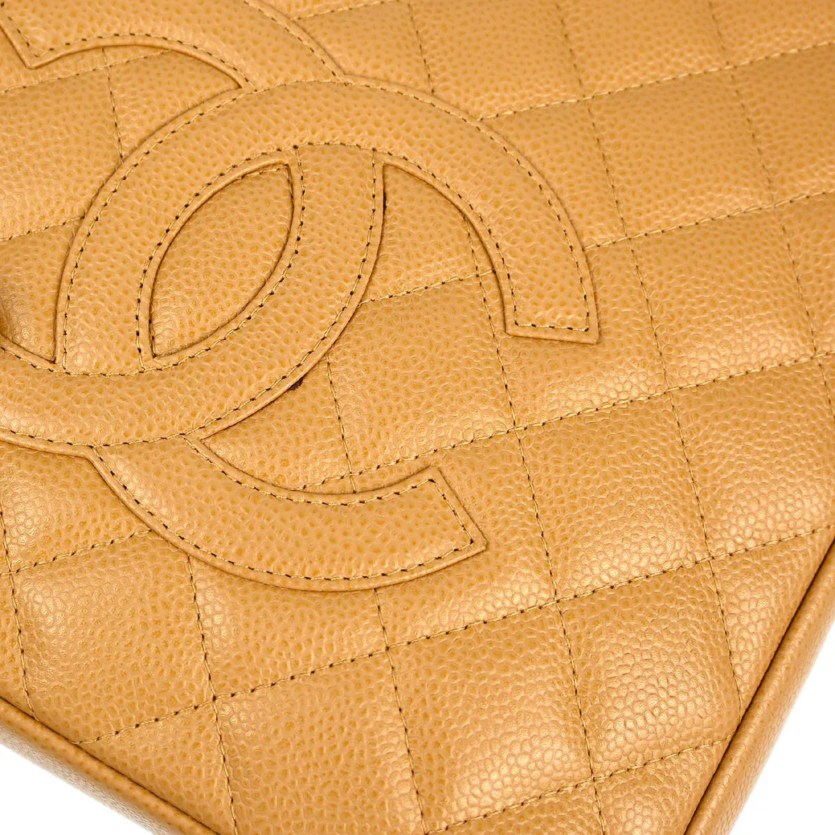 Chanel 2003-2004 Beige Caviar Petite Shopping Tote PST Chain Tote Handbag - Image 5