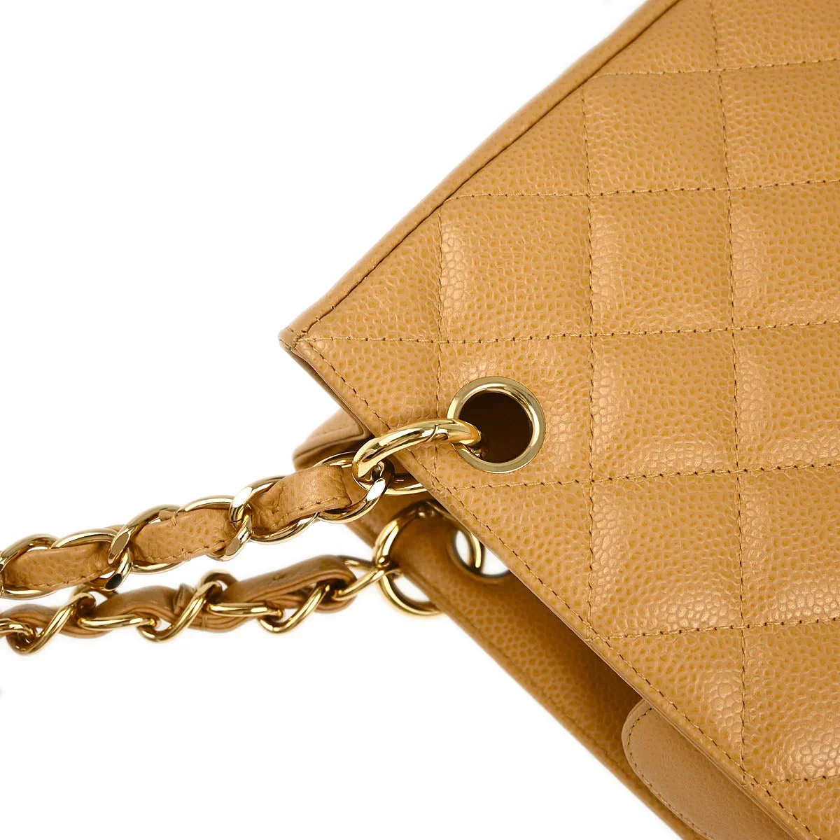 Chanel 2003-2004 Beige Caviar Petite Shopping Tote PST Chain Tote Handbag - Image 6