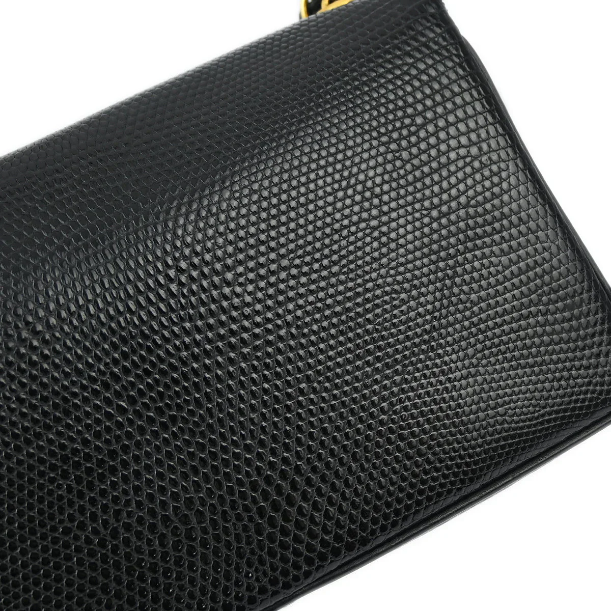 Chanel * 1989-1991 Black Lizard Pushlock Shoulder Bag - Image 4
