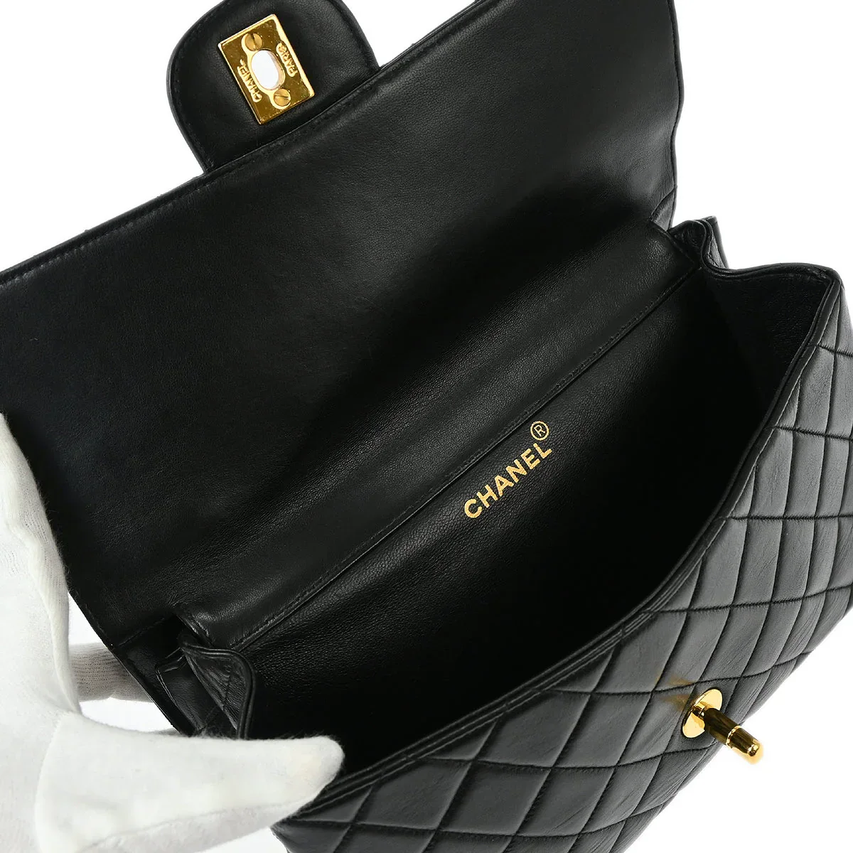 Chanel 1994-1996 Black Lambskin Double Sided Classic Flap Shoulder Bag - Image 6