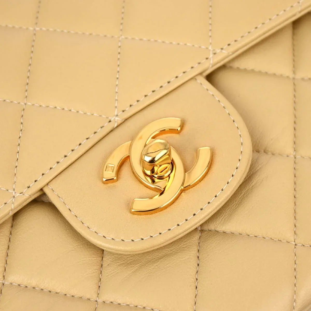 Chanel Beige Lambskin Double Sided Classic Flap Handbag - Image 5