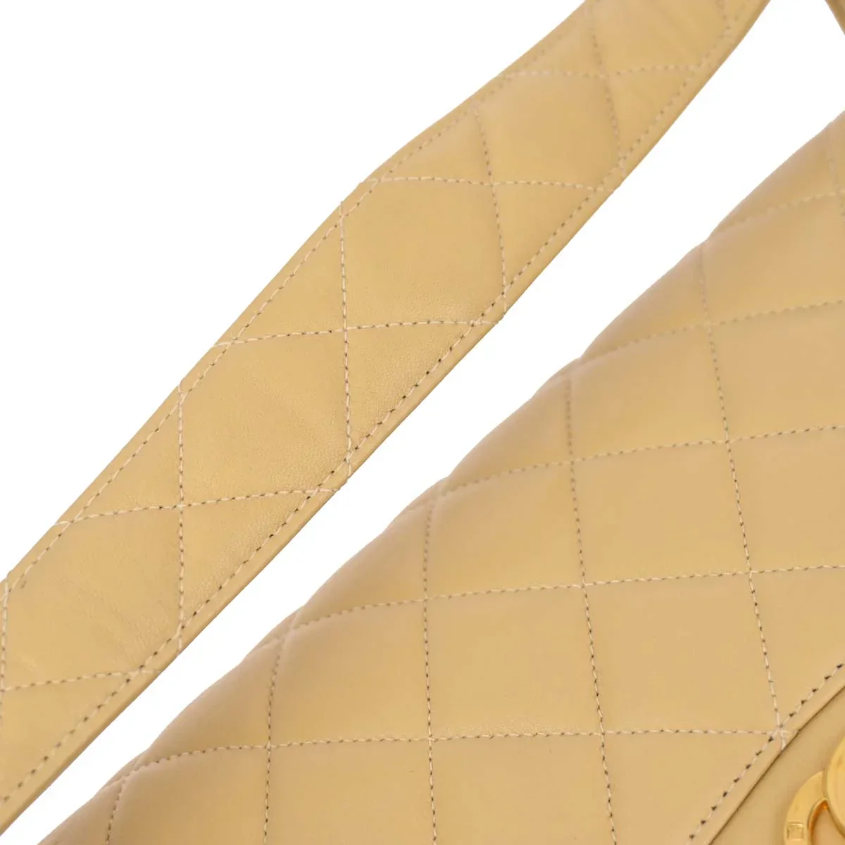 Chanel Beige Lambskin Double Sided Classic Flap Handbag - Image 6