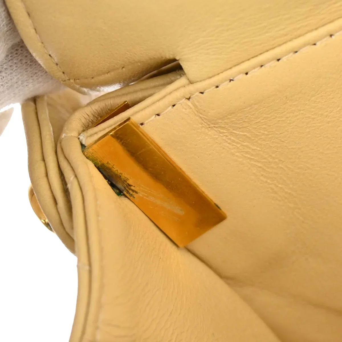 Chanel Beige Lambskin Double Sided Classic Flap Handbag - Image 9
