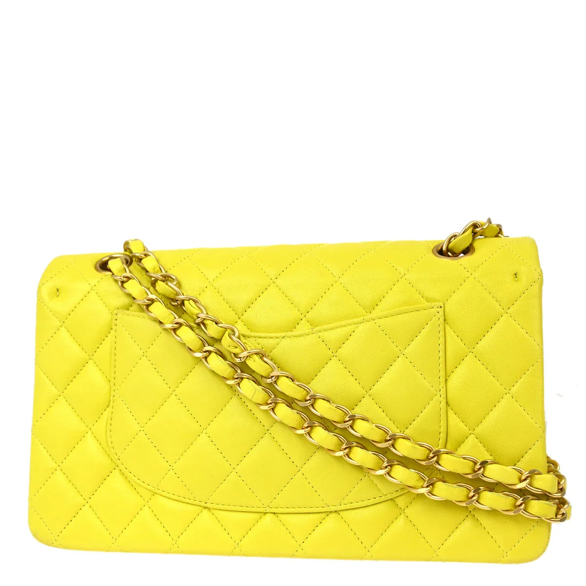 Chanel * 2000-2002 Yellow Lambskin Medium Classic Double Flap Shoulder Bag - Image 2