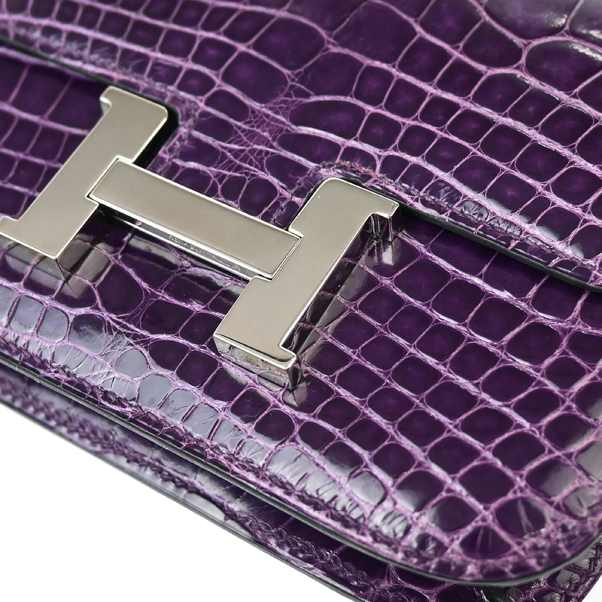 Hermes * 2010 Amethyst Alligator Crocodile Constance 14 Shoulder Bag - Image 3