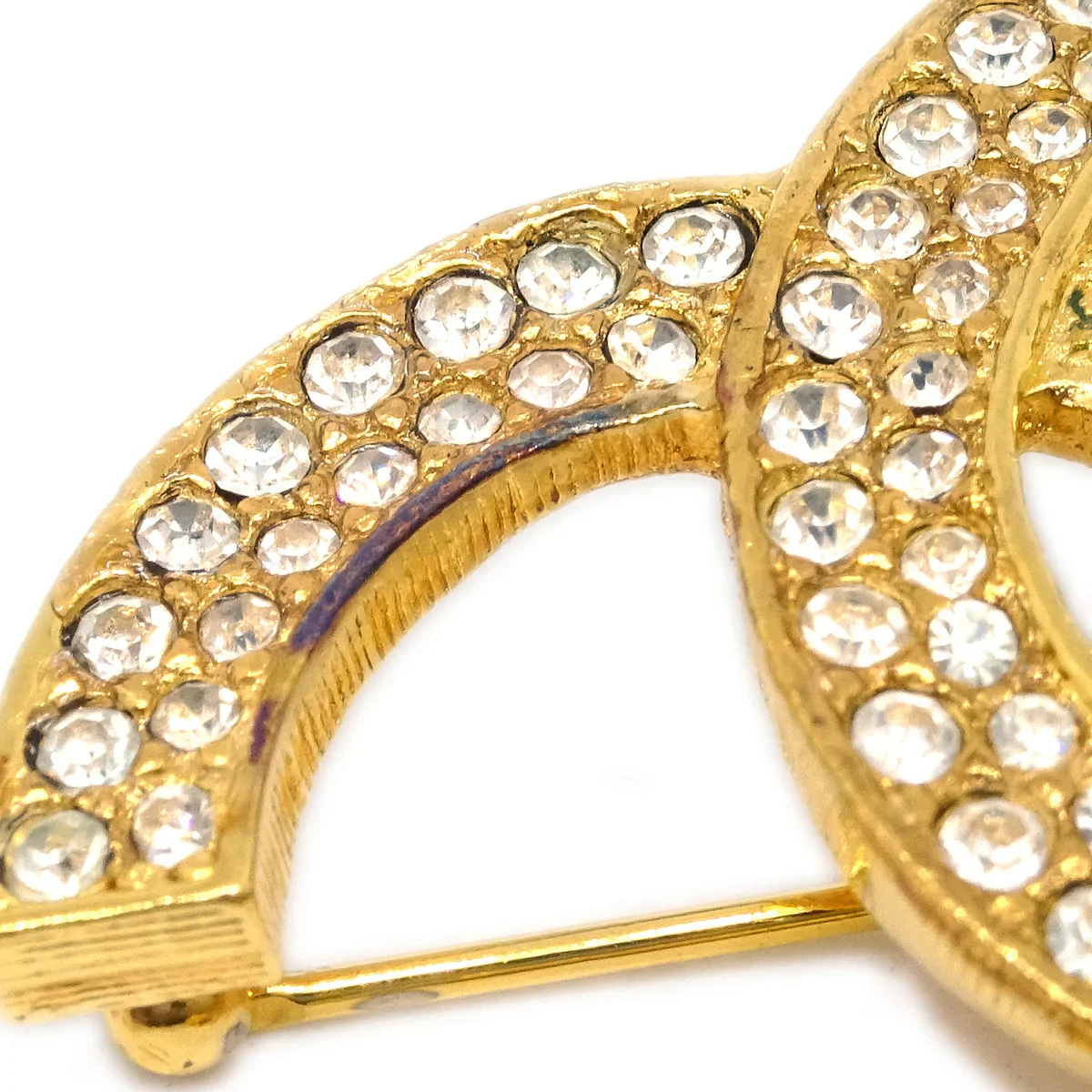 Chanel CC Brooch Pin Rhinestone Gold 174 - Image 2