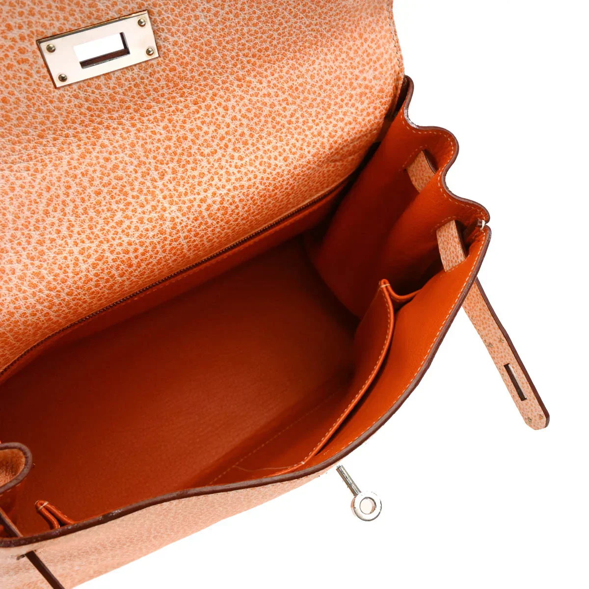 Hermes * 2002 Orange Dalmatian Kelly 28 Retourne 2way Shoulder Handbag - Image 4