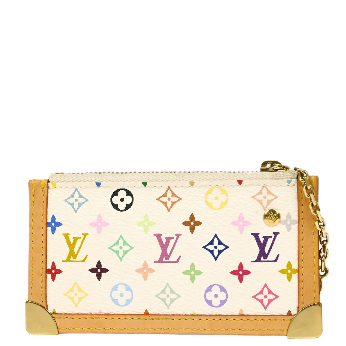 Louis Vuitton 2004 White Multicolor Pochette Cles Coin Purse M92655 - Image 2