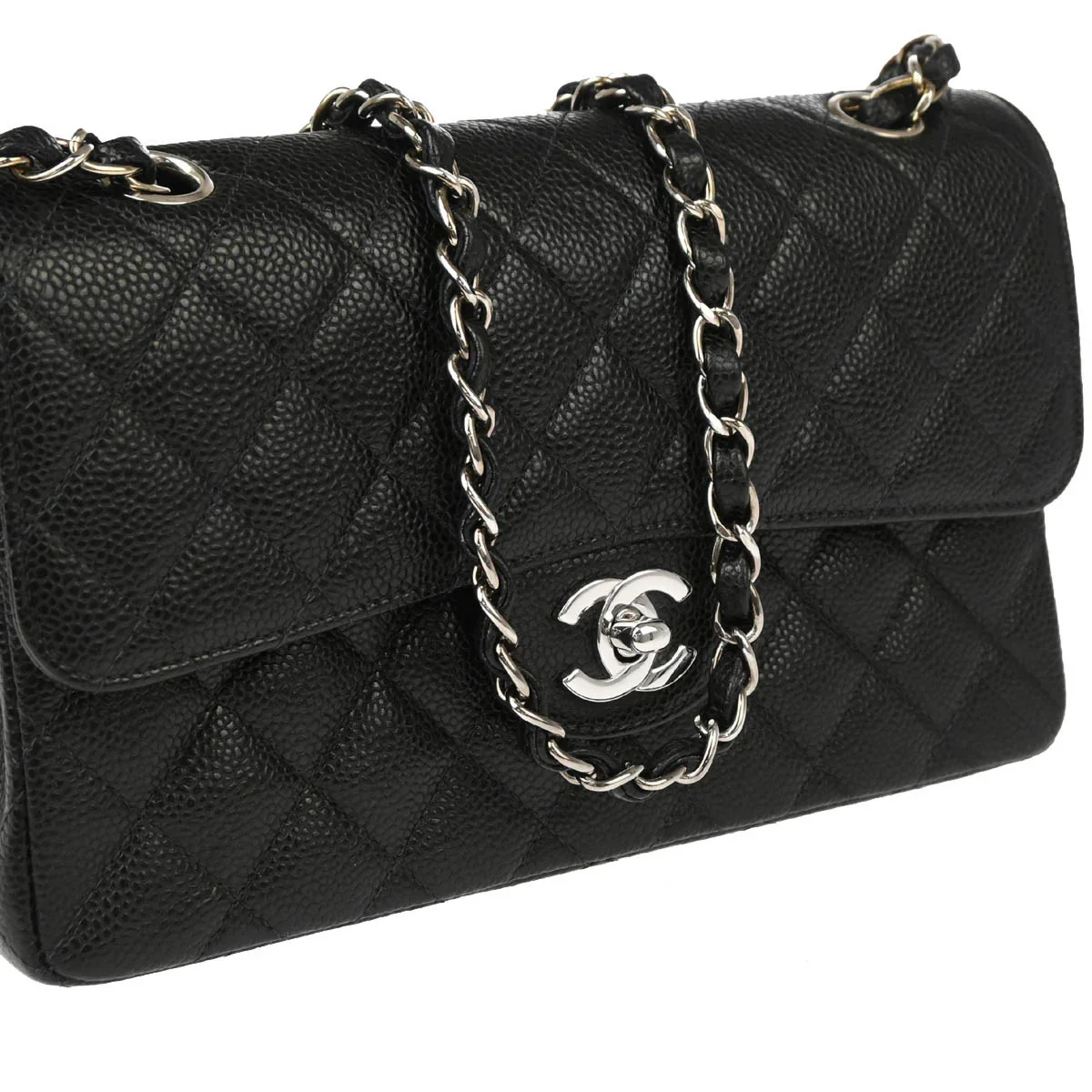 Chanel * 2000-2001 Black Caviar Small Classic Double Flap Shoulder Bag - Image 4