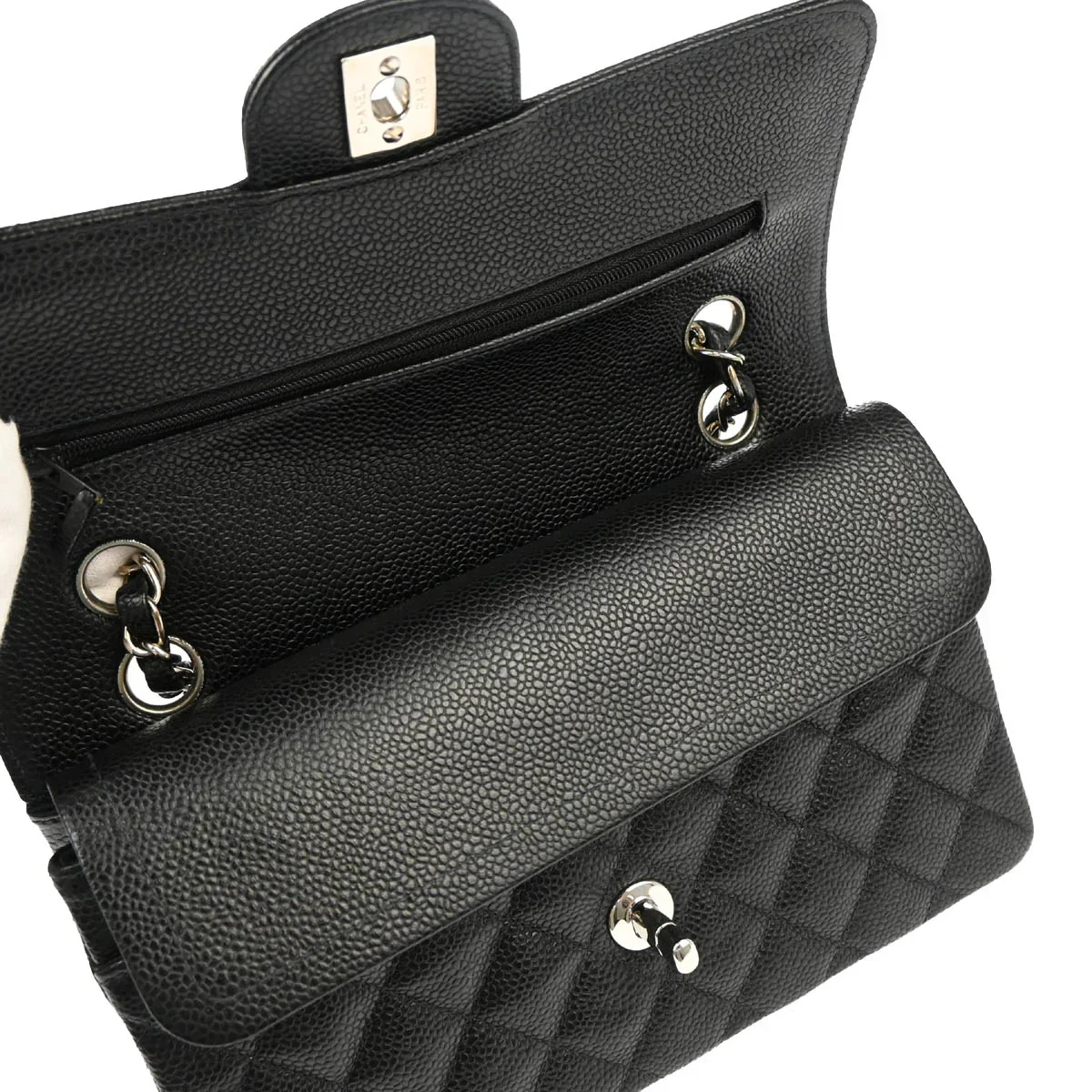 Chanel * 2000-2001 Black Caviar Small Classic Double Flap Shoulder Bag - Image 7