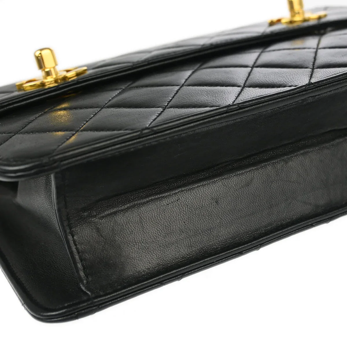 Chanel * 1989-1991 Black Lambskin Double Turnlock Shoulder Bag - Image 5