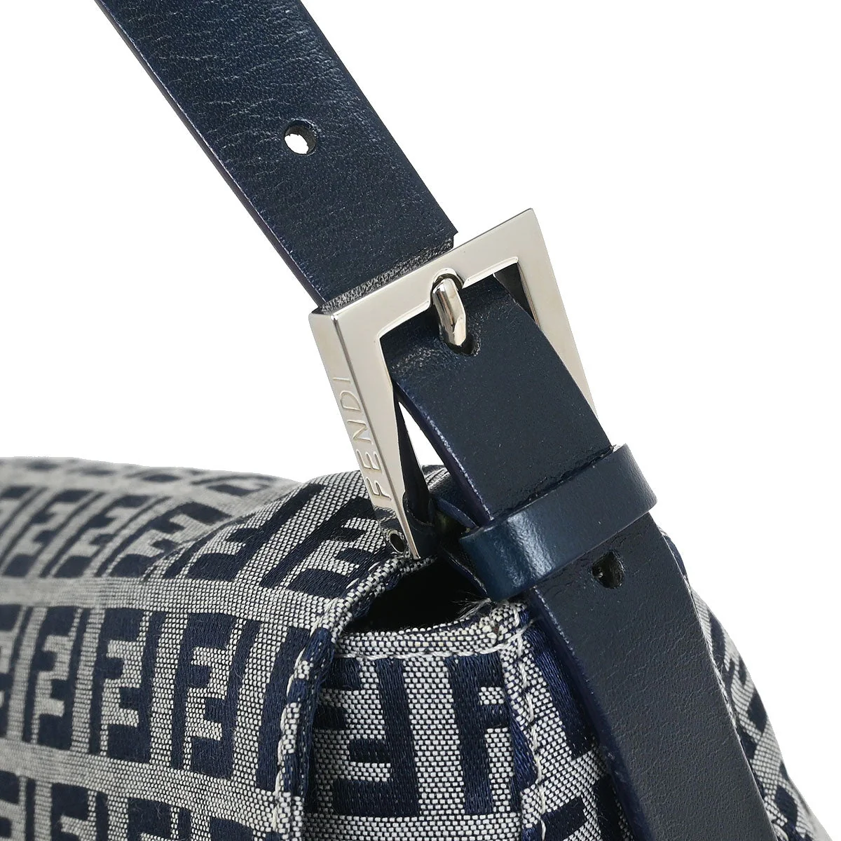 Fendi Navy Gray Zucchino Mamma Baguette Handbag - Image 7
