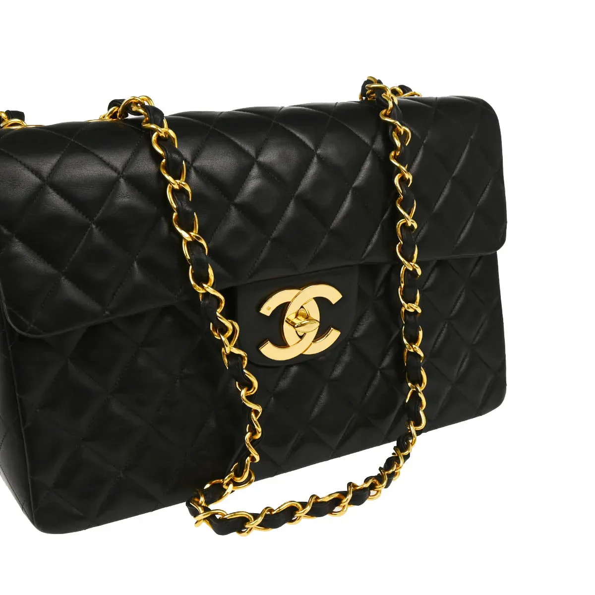 Chanel 1994-1996 Black Lambskin Maxi Flap Bag - Image 3