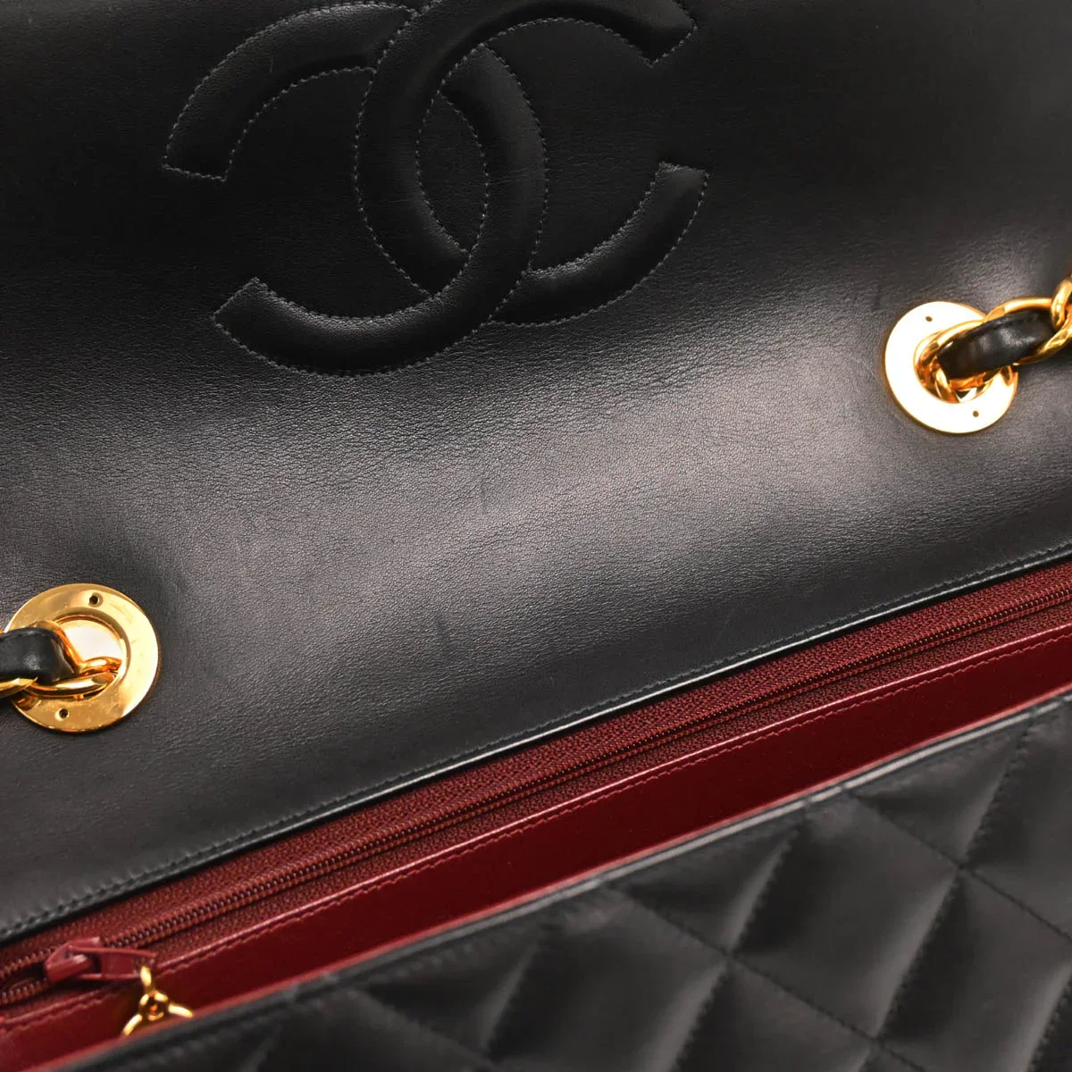 Chanel 1994-1996 Black Lambskin Maxi Flap Bag - Image 8