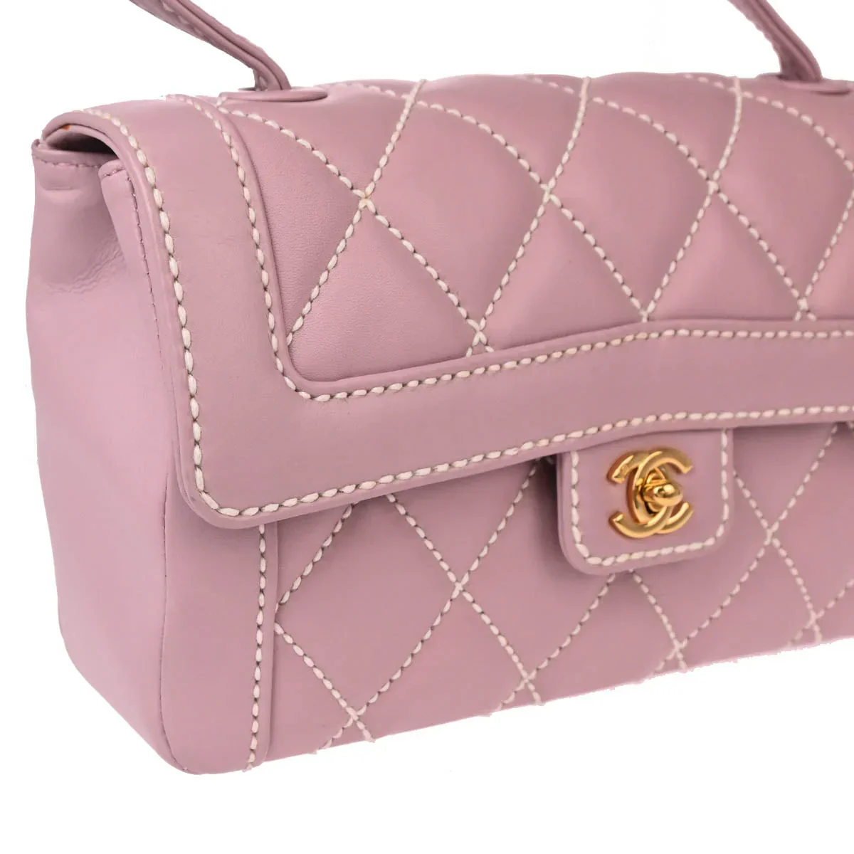 Chanel 2004-2005 Purple Calfskin Wild Stitch Handbag - Image 3
