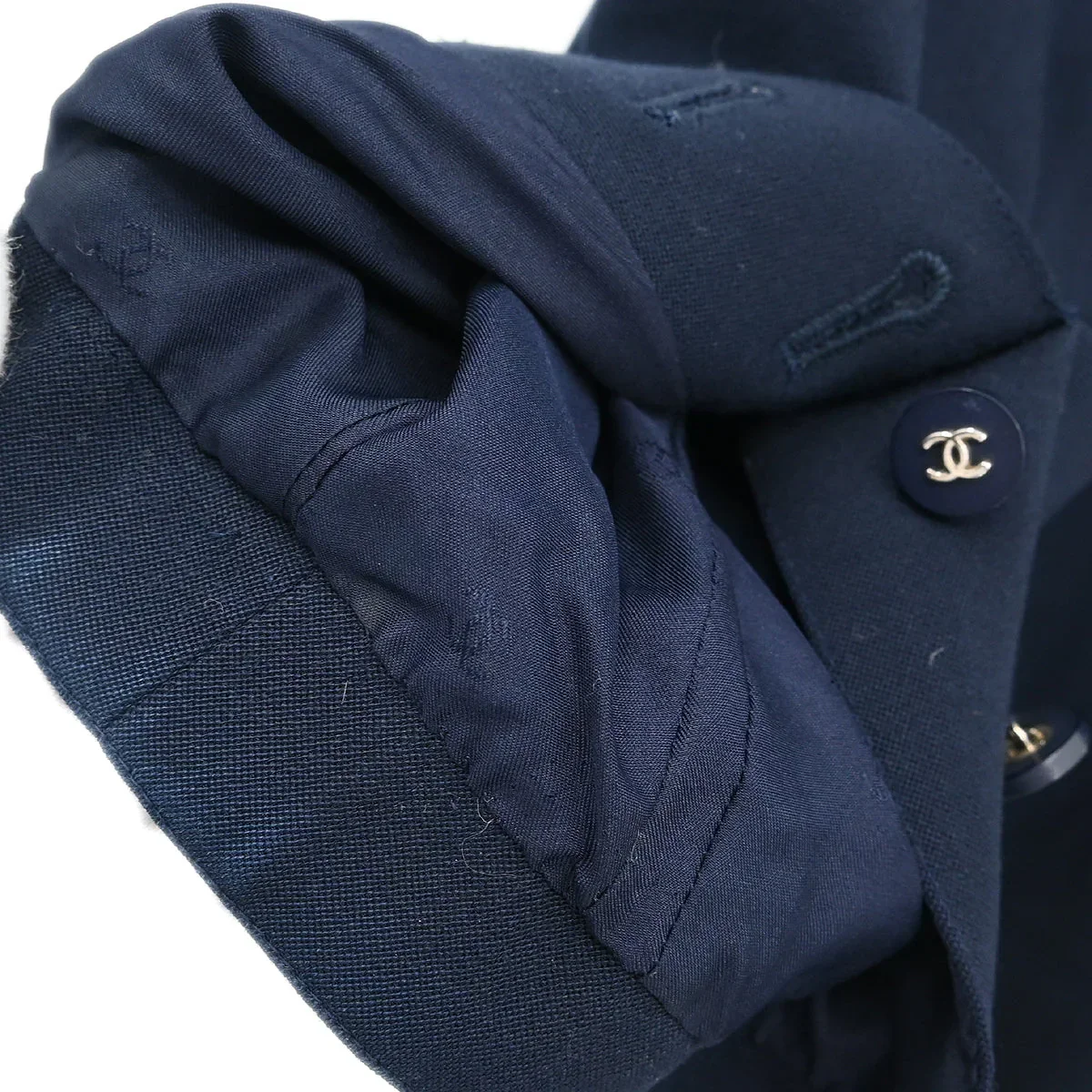 Chanel 1996 Single Breasted Jacket Navy #40 - Image 3
