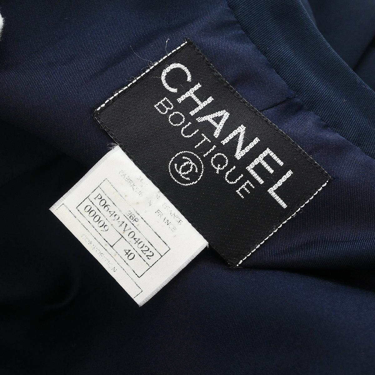 Chanel 1996 Single Breasted Jacket Navy #40 - Image 9