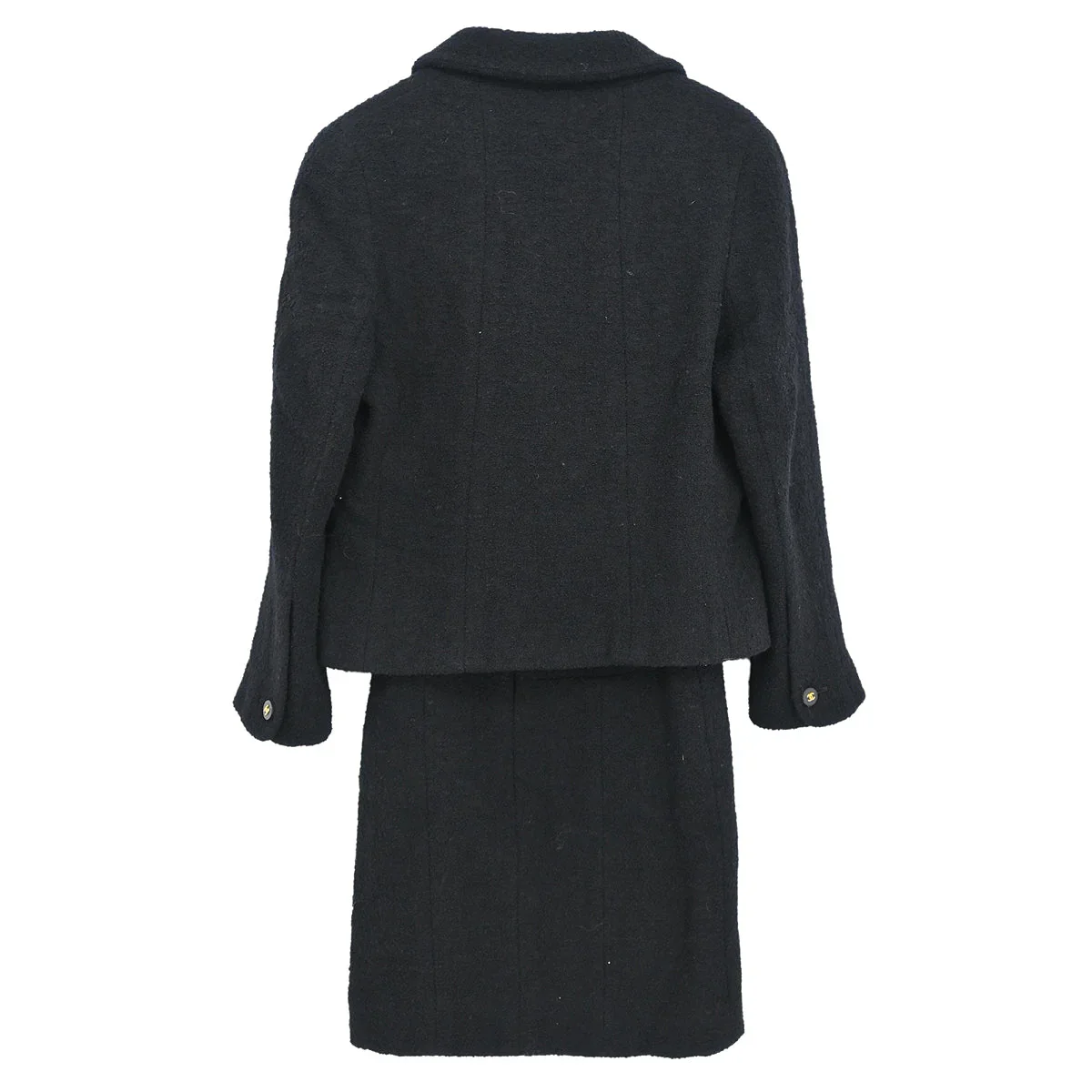 Chanel 1994 Setup Suit Jacket Skirt Black #40 - Image 2