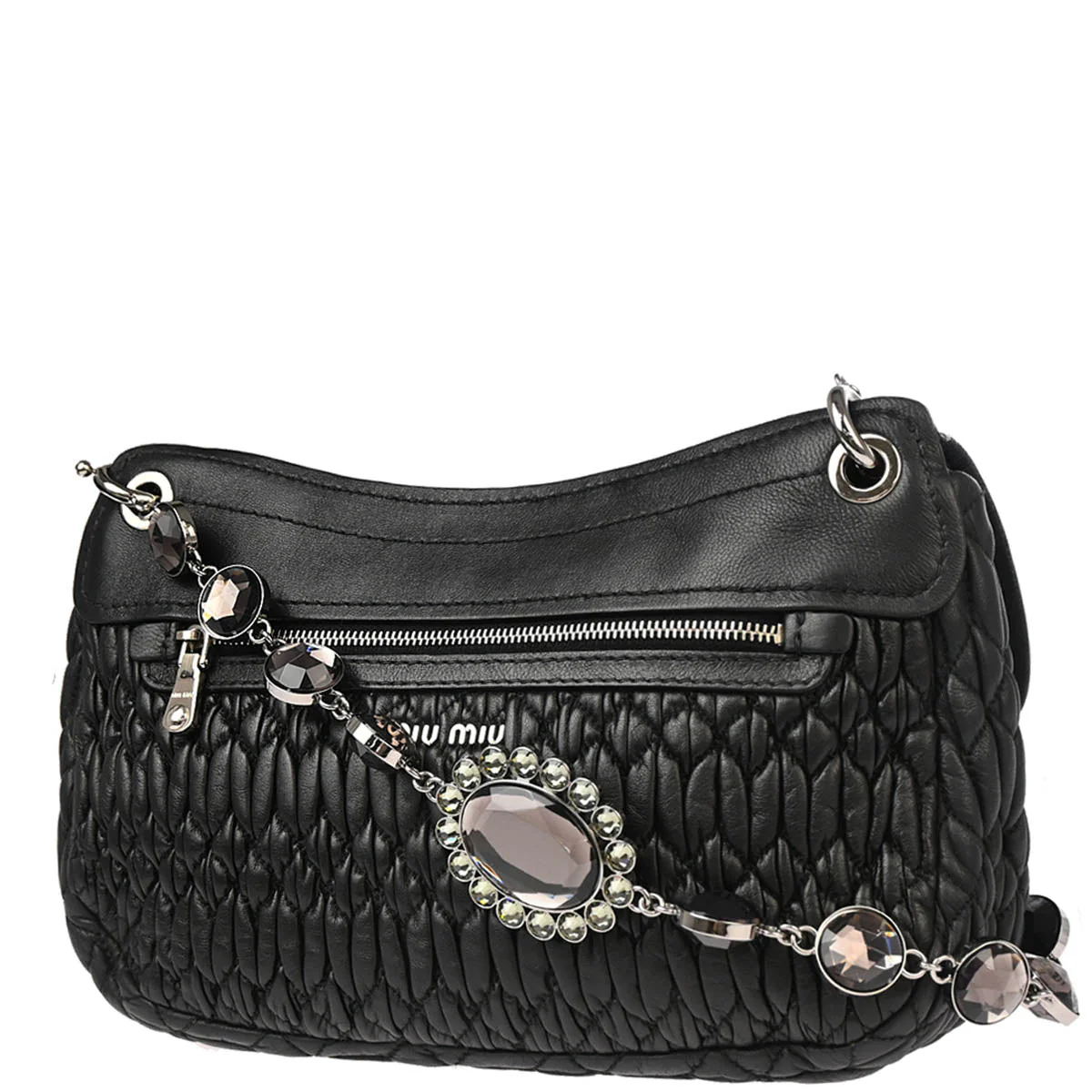 Miu Miu Black Lambskin Matelasse Shoulder Bag - Image 2