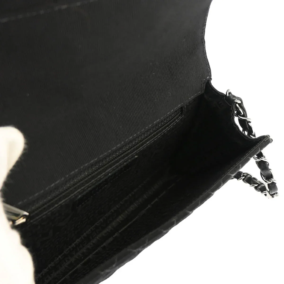 Chanel 2004-2005 Black Canvas Emblem Shoulder Bag - Image 4