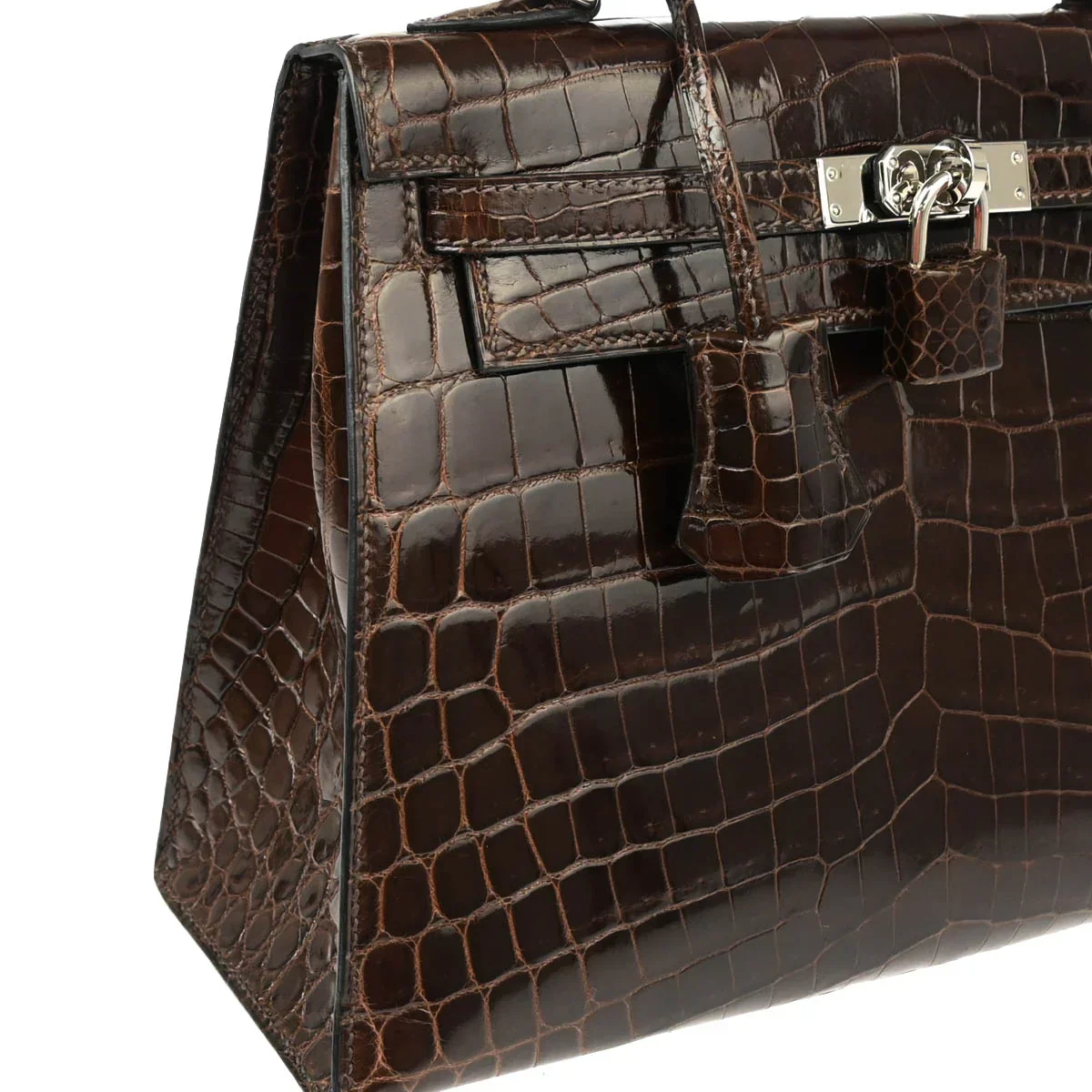 Hermes * 2007 Cocaon Niloticus Crocodile Kelly 25 Sellier 2way Shoulder Handbag - Image 3