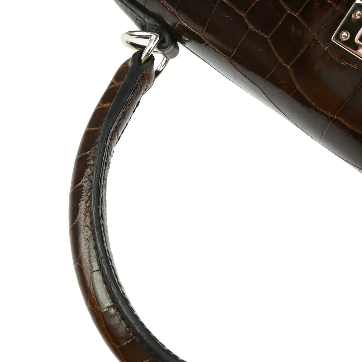Hermes * 2007 Cocaon Niloticus Crocodile Kelly 25 Sellier 2way Shoulder Handbag - Image 7