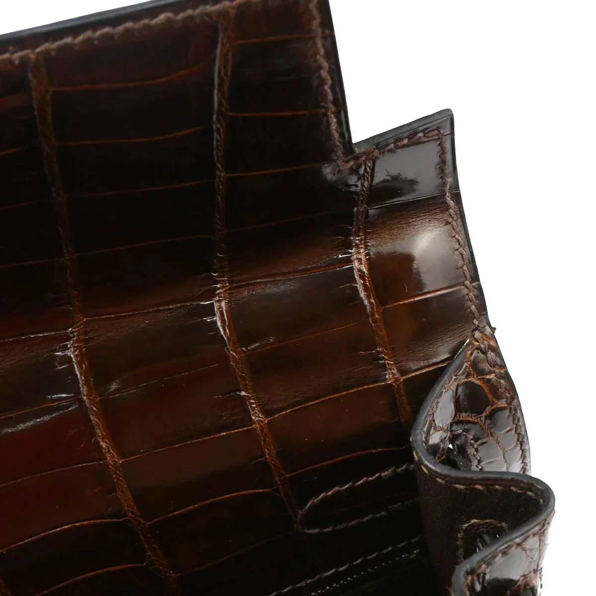 Hermes * 2007 Cocaon Niloticus Crocodile Kelly 25 Sellier 2way Shoulder Handbag - Image 9