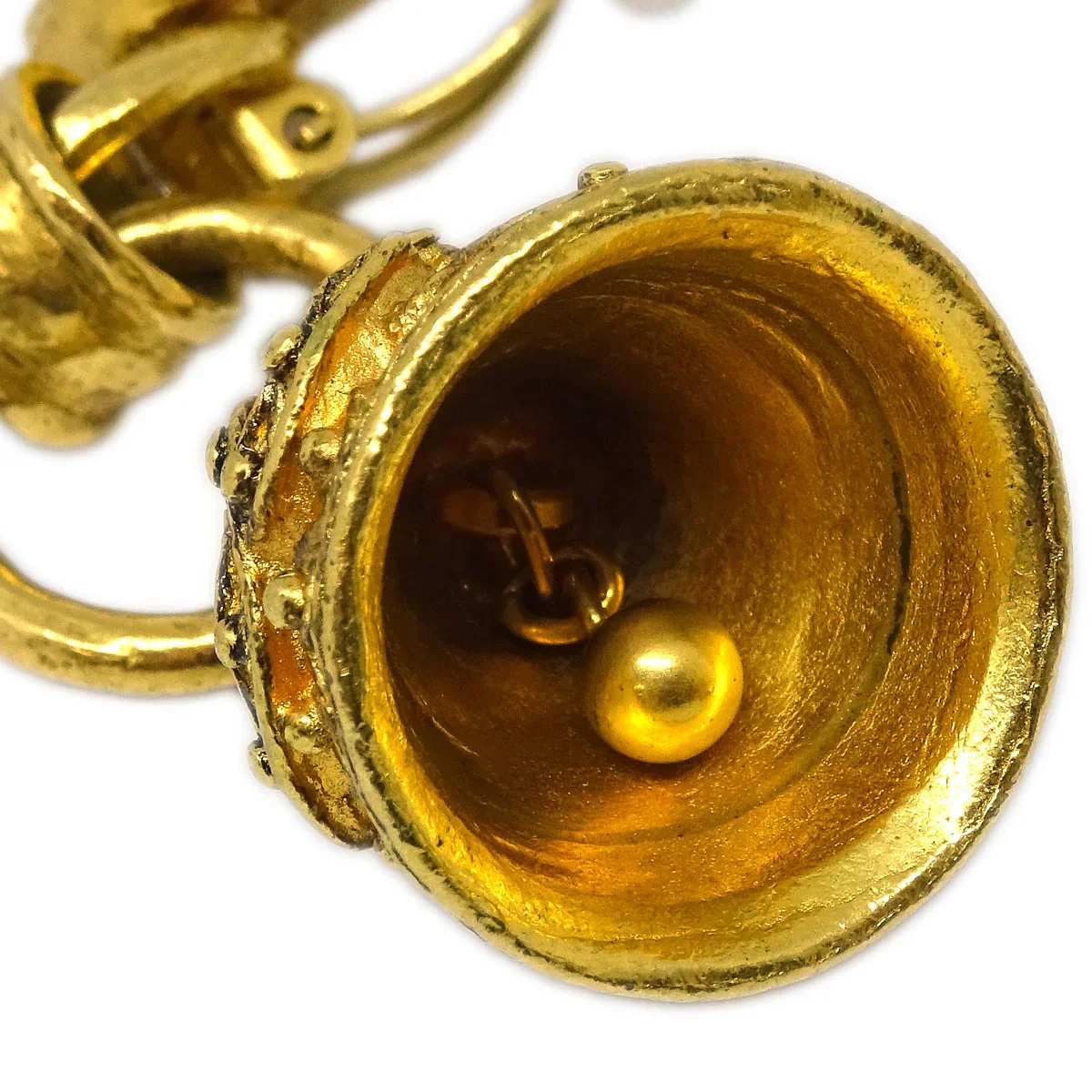 Chanel Gripoix Bell Dangle Earrings Clip-On Gold 94A - Image 2