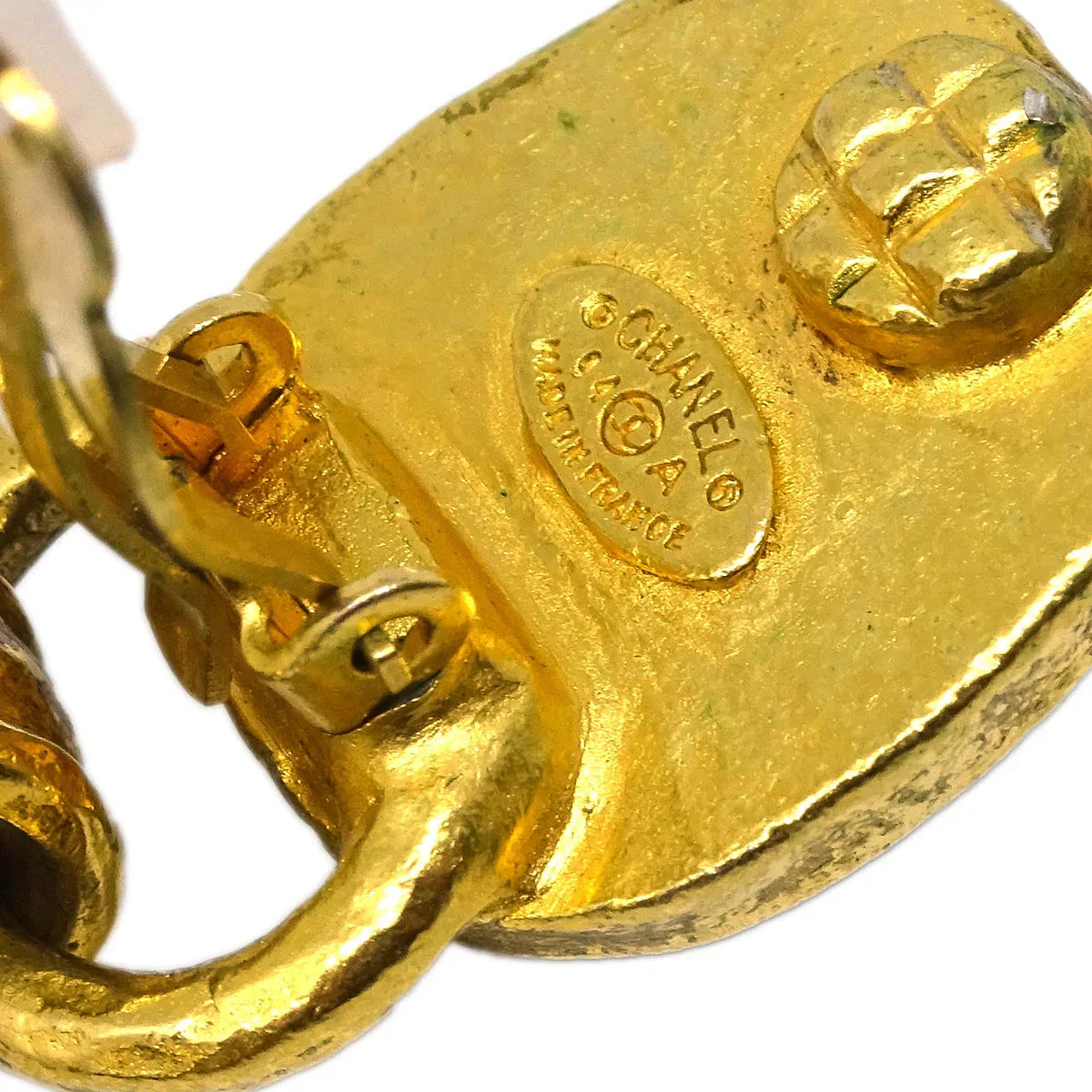 Chanel Gripoix Bell Dangle Earrings Clip-On Gold 94A - Image 4