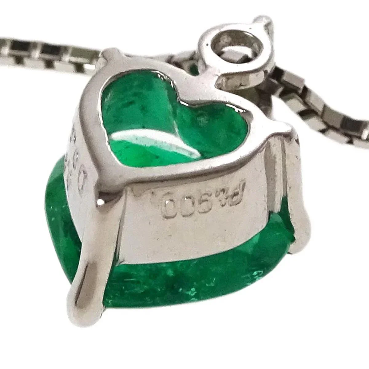 Pendant Necklace PT900 PT850 Emerald Diamond - Image 6