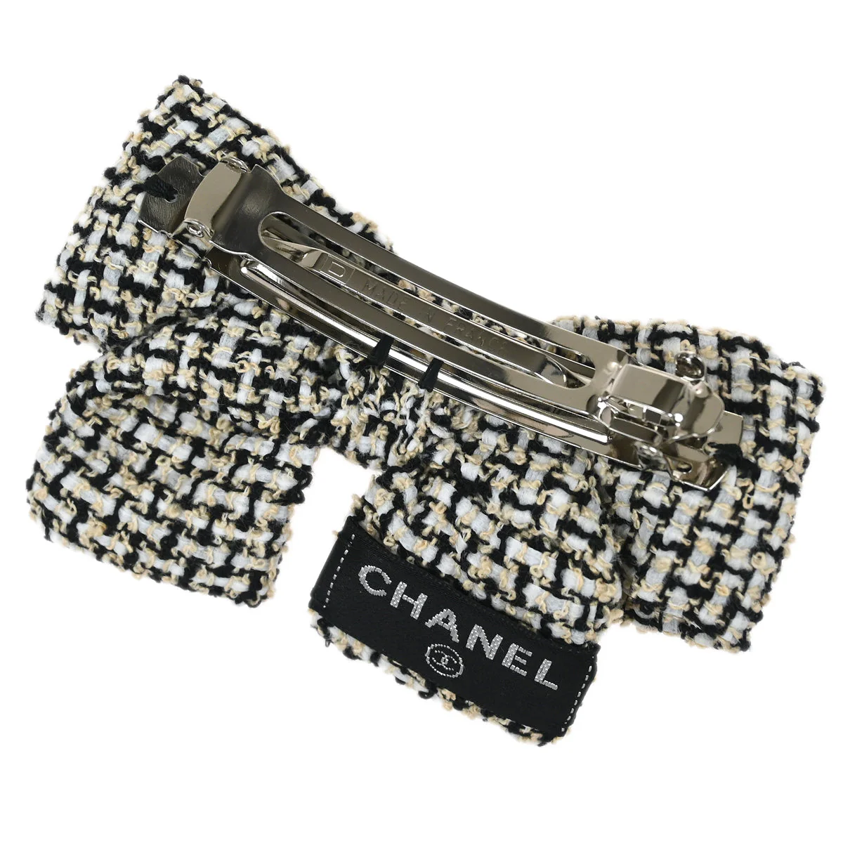 Chanel Hair Clip Bow Hairpin Barrette White 14C - Image 3