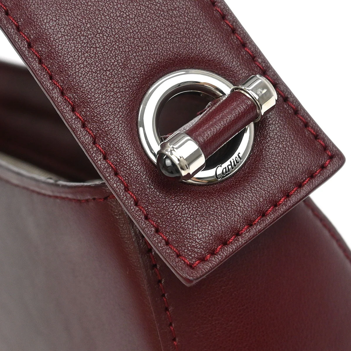 Cartier Bordeaux Leather Handbag - Image 5