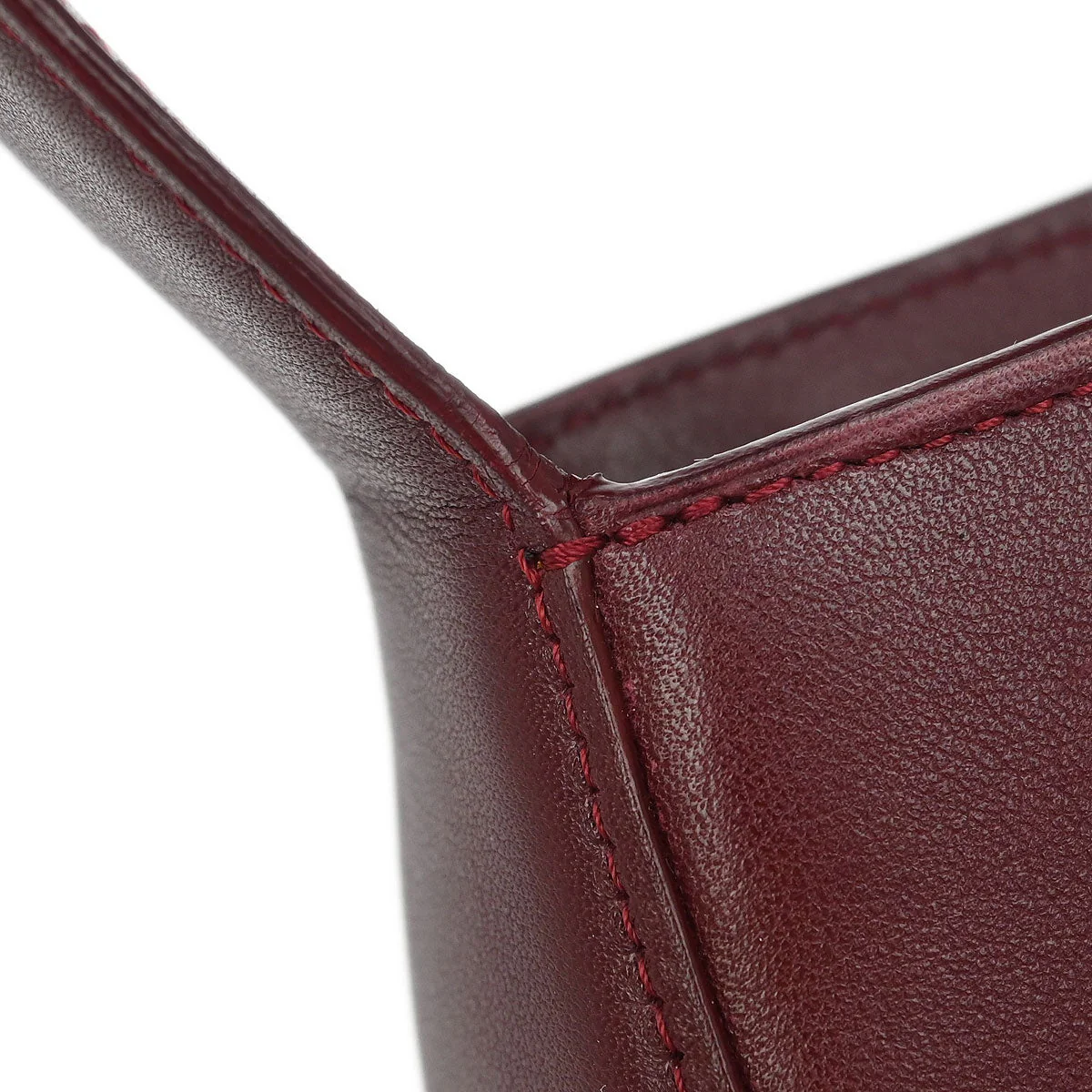 Cartier Bordeaux Leather Handbag - Image 6
