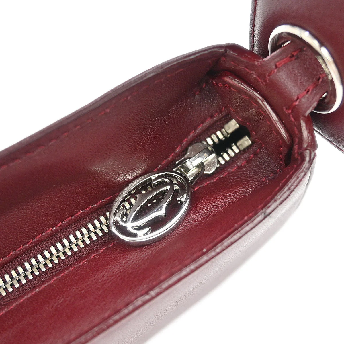 Cartier Bordeaux Leather Handbag - Image 7