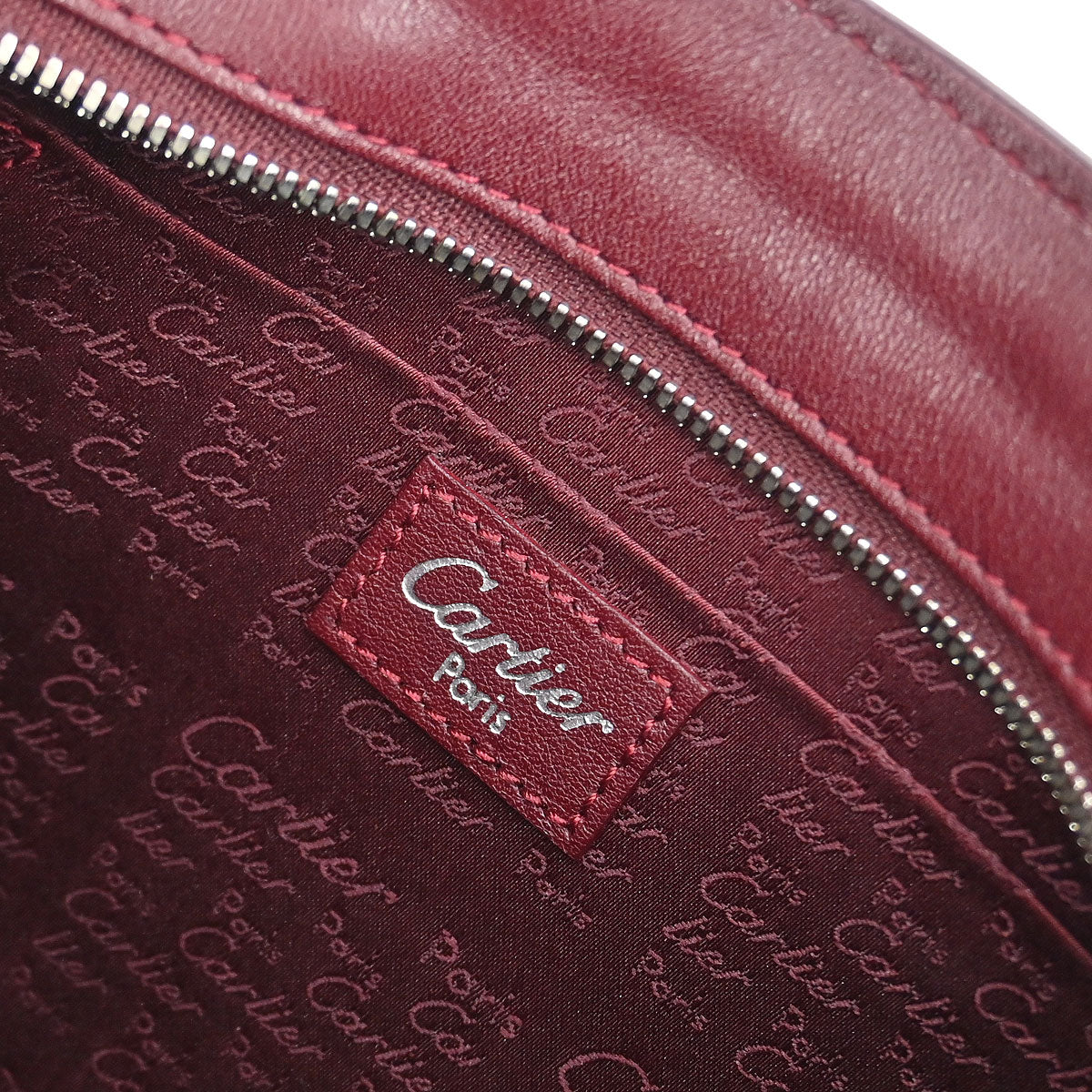 Cartier Bordeaux Leather Handbag - Image 9
