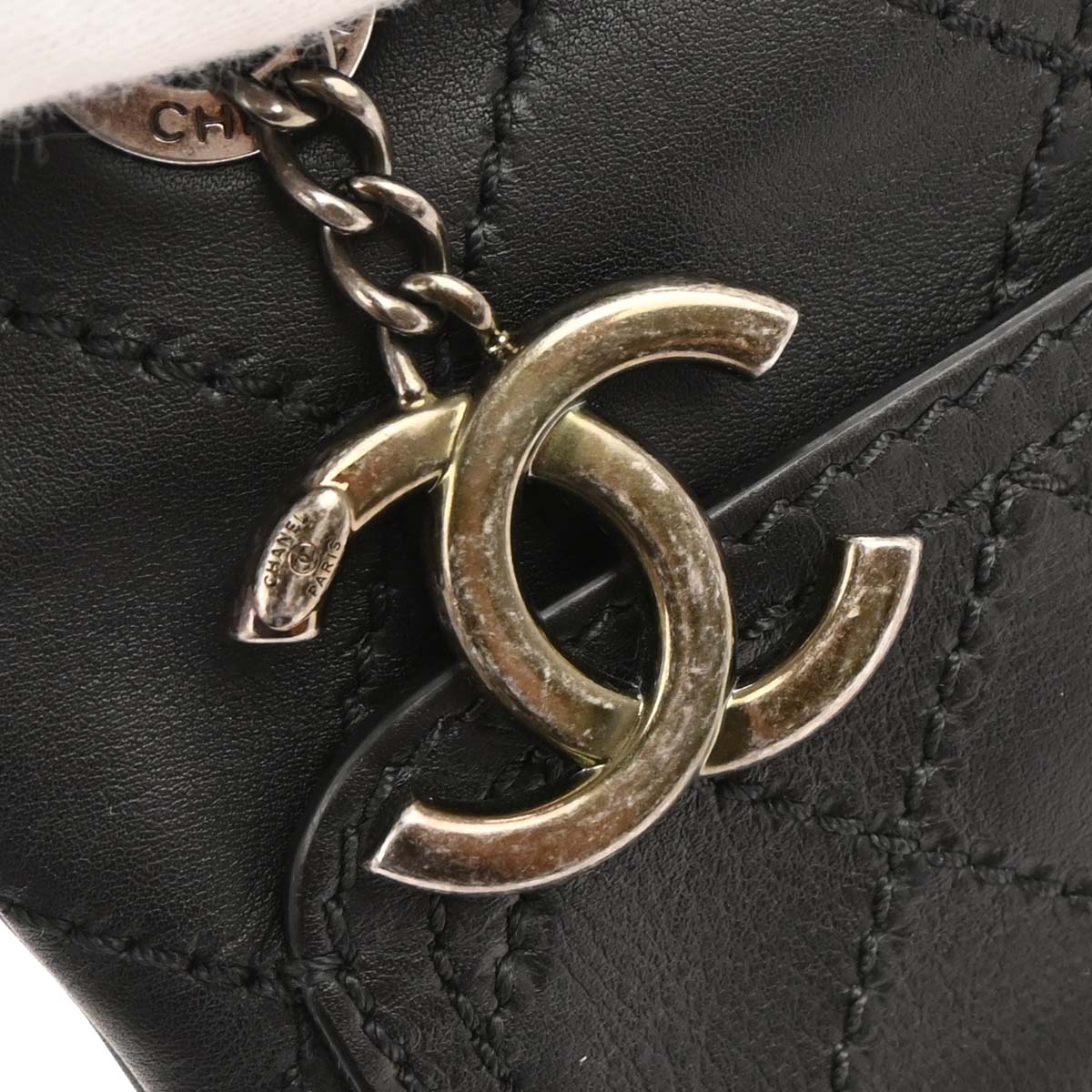 Chanel 2014-2015 Black Calfskin Wild Stitch Chain Tote Bag - Image 6