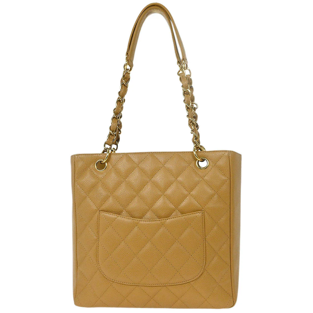 Chanel Beige Calfskin Petite Shopping Tote PST Chain Handbag - Image 2